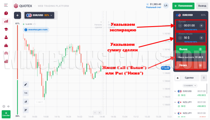покупка опционов в quotex