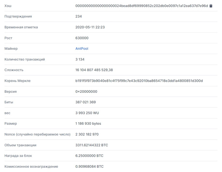 Блок Биткоина #630 000.