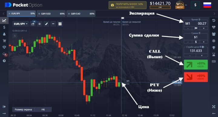торговля бинарными опционами pocket option