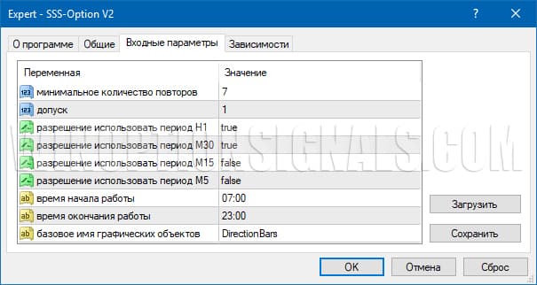 настройки sss option v2