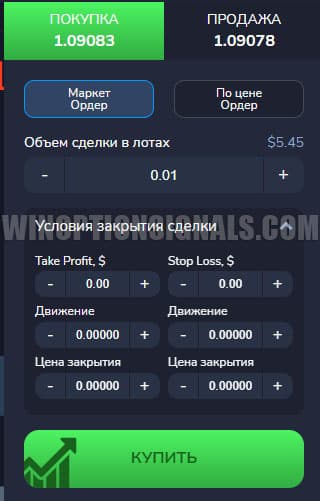 торговая панель в Forex MT5 от PocketOption