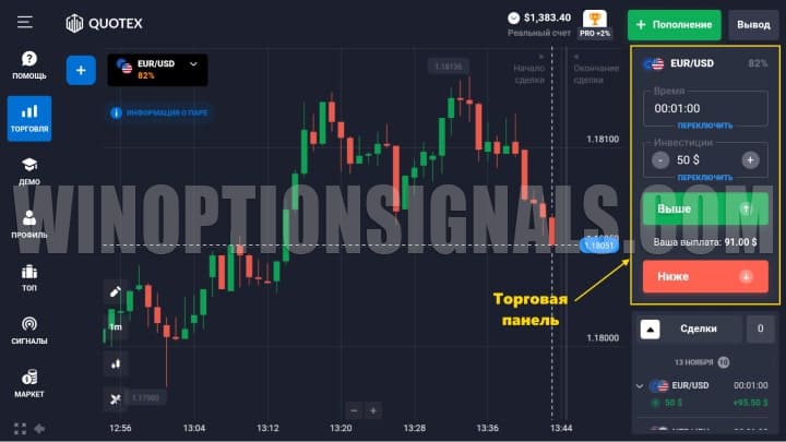 торговая панель квотекс мобильное приложение