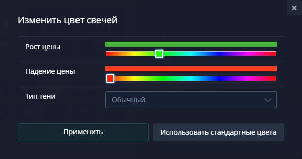 изменение цвета свечей