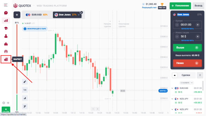 маркет брокера бинарных опционов квотекс