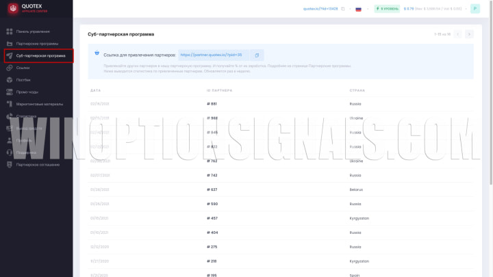 ссылки для суб-партнеров