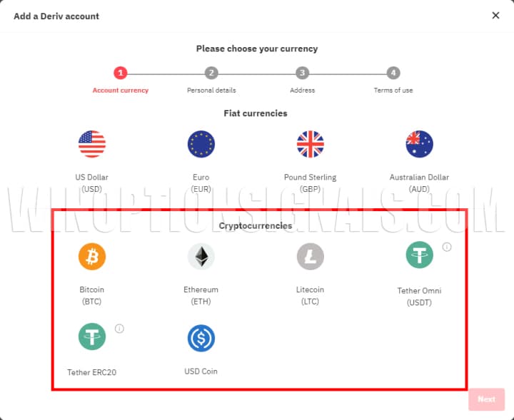 открытие счета в криптовалюте в deriv