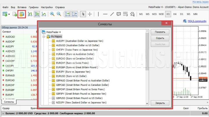 добавление новых торговых активов в Метатрейдер 4