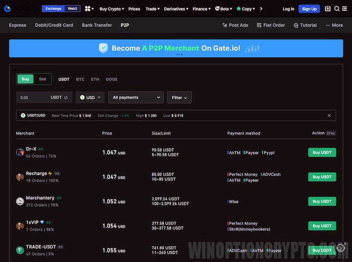 платформа для p2p обмена gate.io