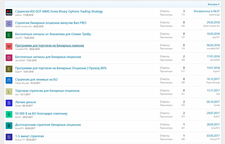 Топики о стратегиях на форуме