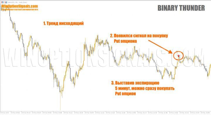 опцион put Binary Thunder