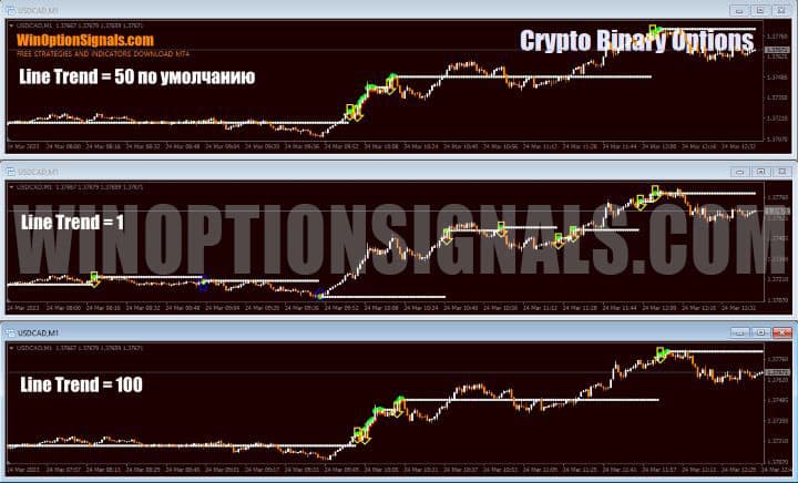 настройка line trend в Crypto Binary Options