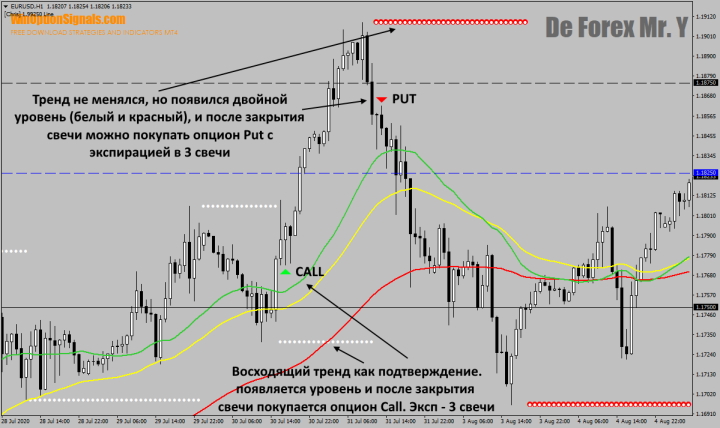 Call and Put options using the De Forex Mr Y indicator