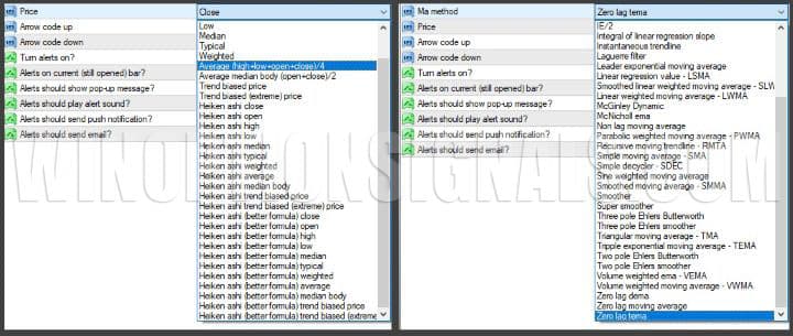 настройки скользящих средних и price в fx max scalper