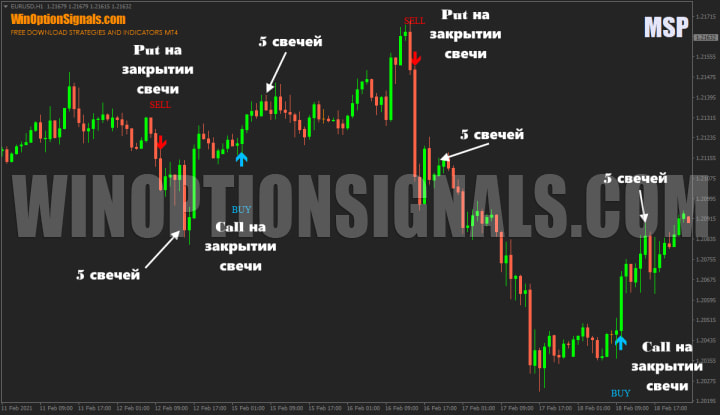 call и put по индикатору для бинарных опционов MSP Indicator