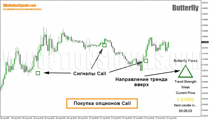 Покупка опционов Call по стратегии Butterfly