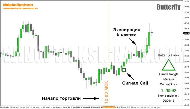 Сделки по правилам стратегии для бинарных опционов Butterfly