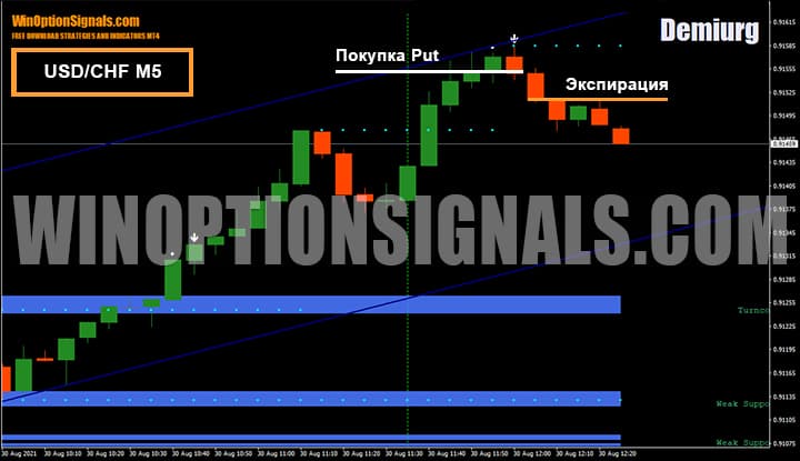 Покупка опциона Put на валютной паре USD/CHF