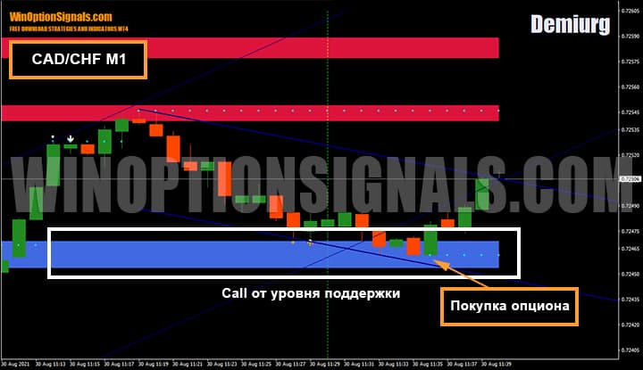 Покупка опциона Call на валютной паре CAD/CHF