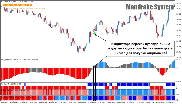 Покупка Call по стратегии Mandrake System