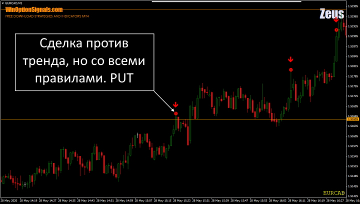 Опцион Put по стратегии Zeus