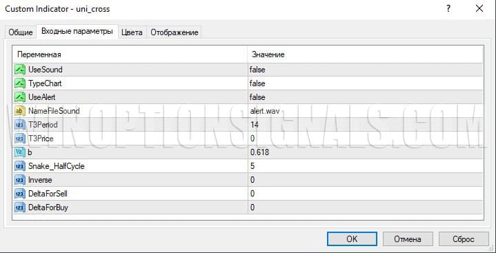 настройки uni cross в t3 snake 