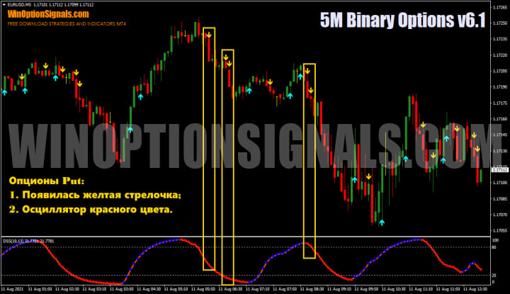 опцион put стратегия на 5 минут