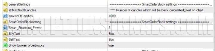 настройки показа отработанных уровней в ZeusArrows Smart Order Block